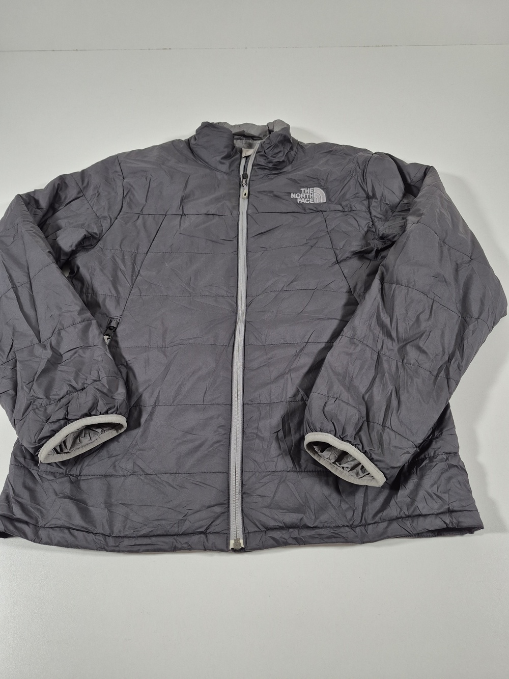 The North Face Jacket Mens S Gray Puffer Full Zip Insulated Lightweight Outdoor